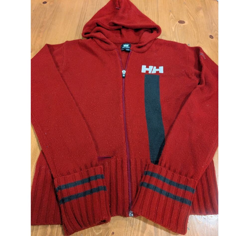 Helly Hansen Zip Up Hooded Sweater, Brick Red, Navy, Women's Medium, EGU